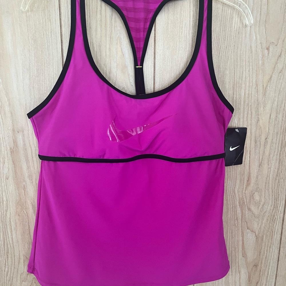 Nike Women’s Bright Magenta Racerback Tank with Black Trim